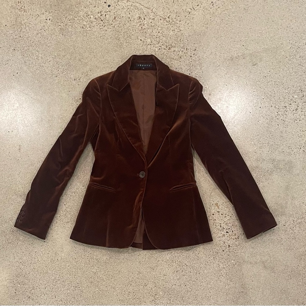 Brown velvet Theory blazer size 2